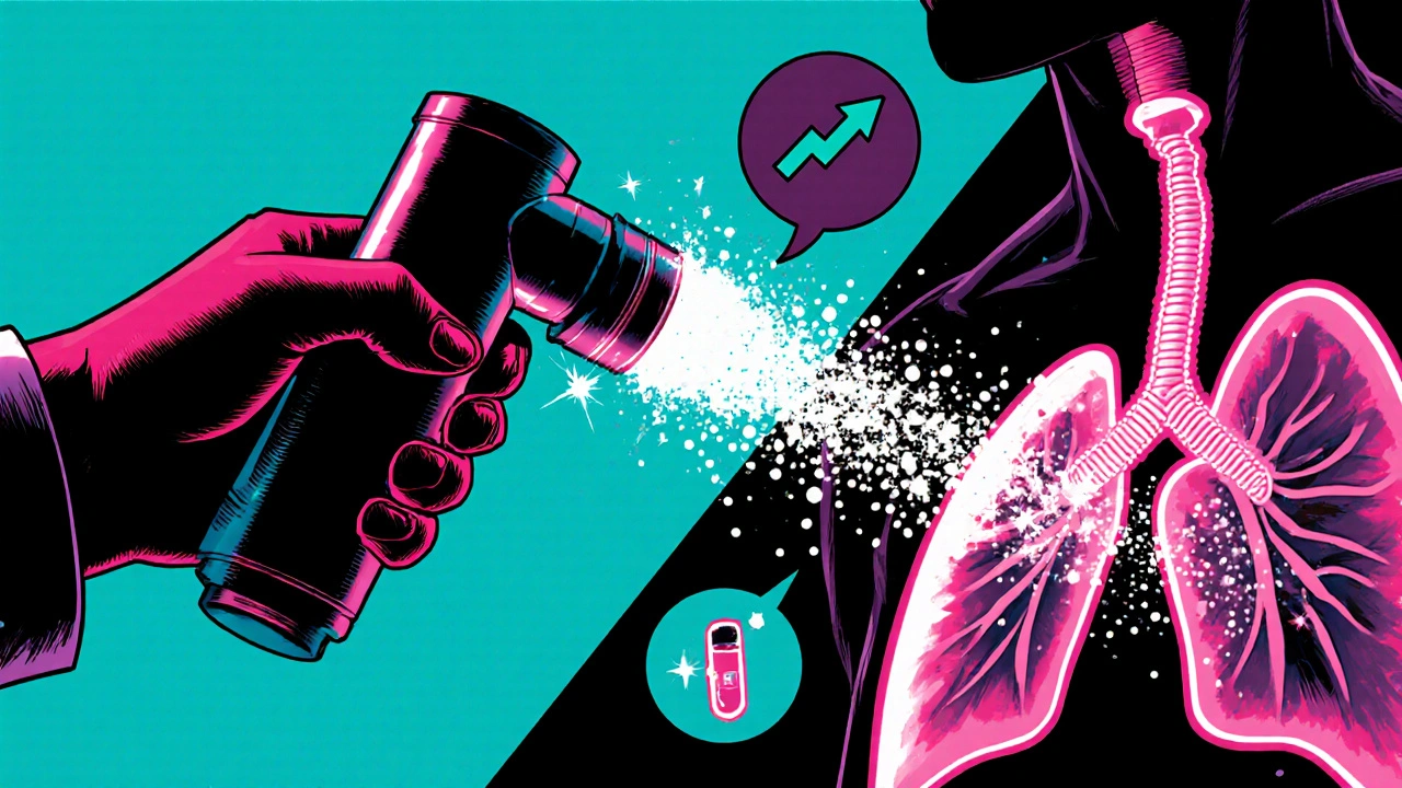 Mesh nebulizer shoots tiny particles into lungs, showing scientific progress.