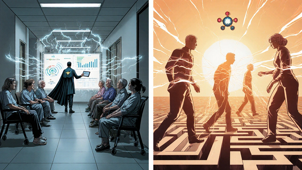 Patients showing improved movement and cognition during a clinical trial.