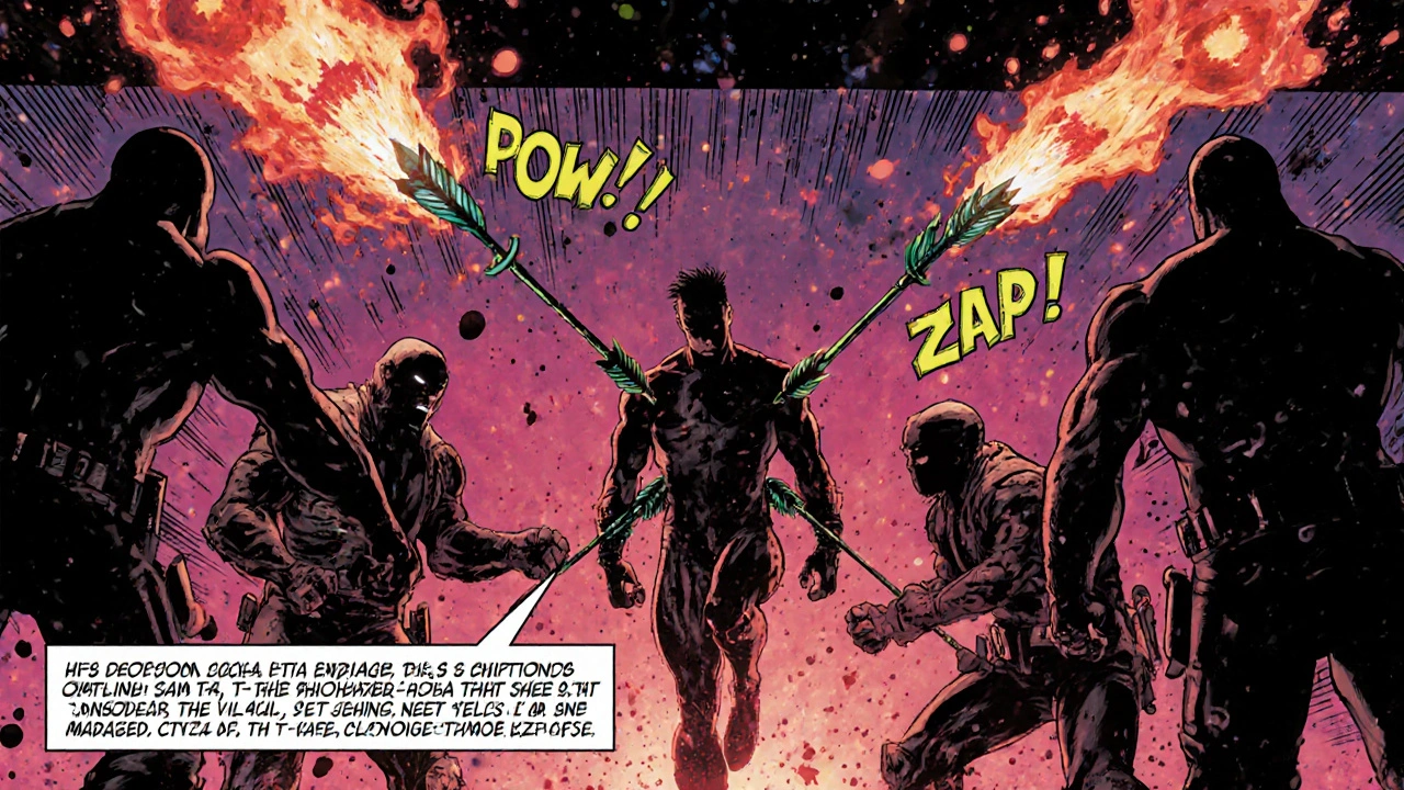 Parasite exosomes weaken the hero's Th1 shield, showing Th2 shift and inflamed cells.