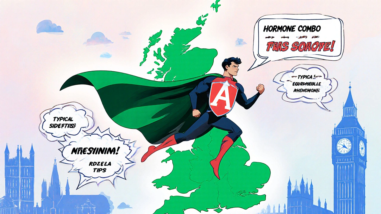 Alna superhero flies over UK map, displaying key takeaways in comic‑style banners.