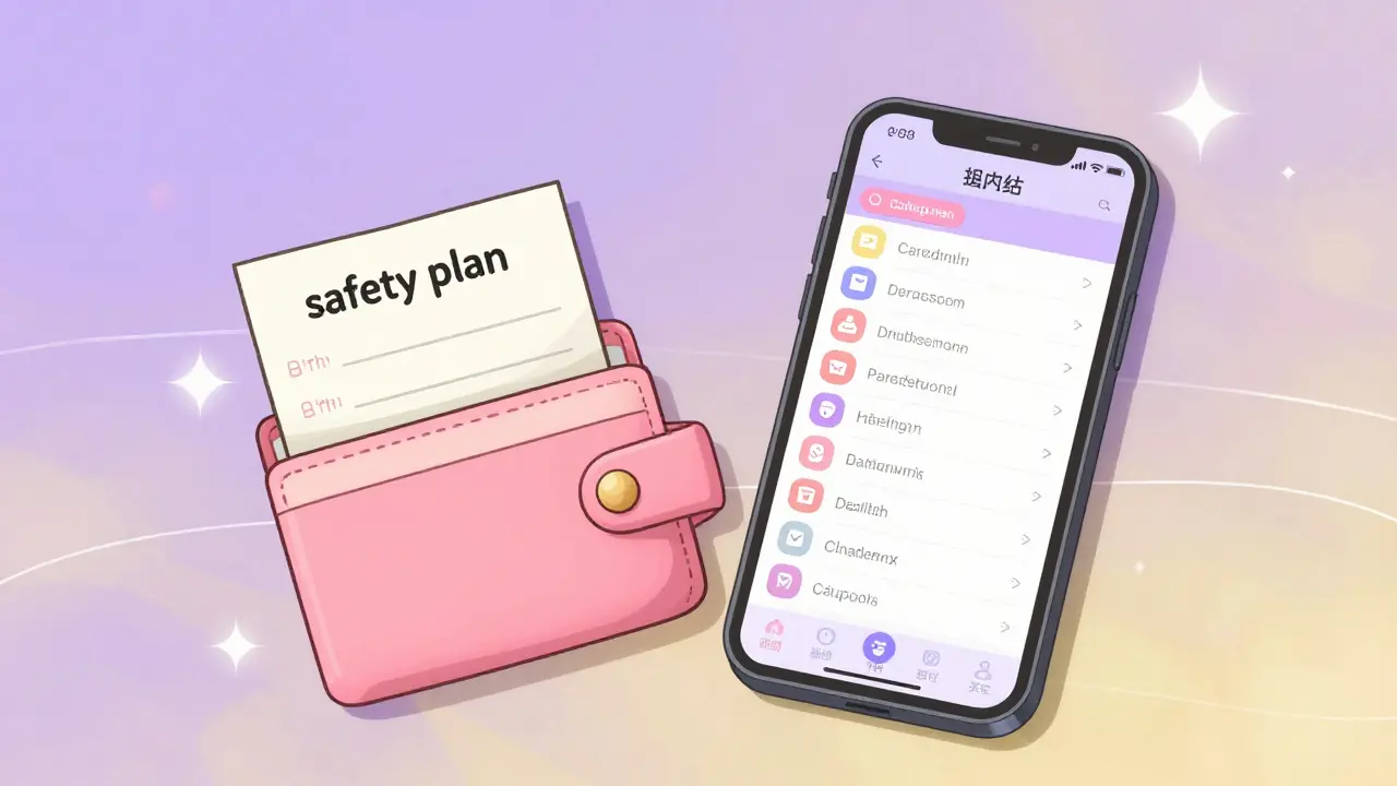 Anime illustration of a medication list in a wallet and on a smartphone screen