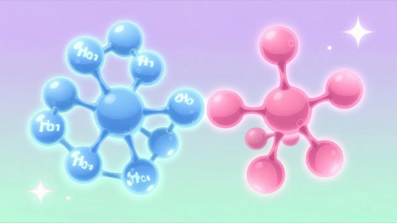 Stylized anime depiction of magnesium and medication molecules binding together