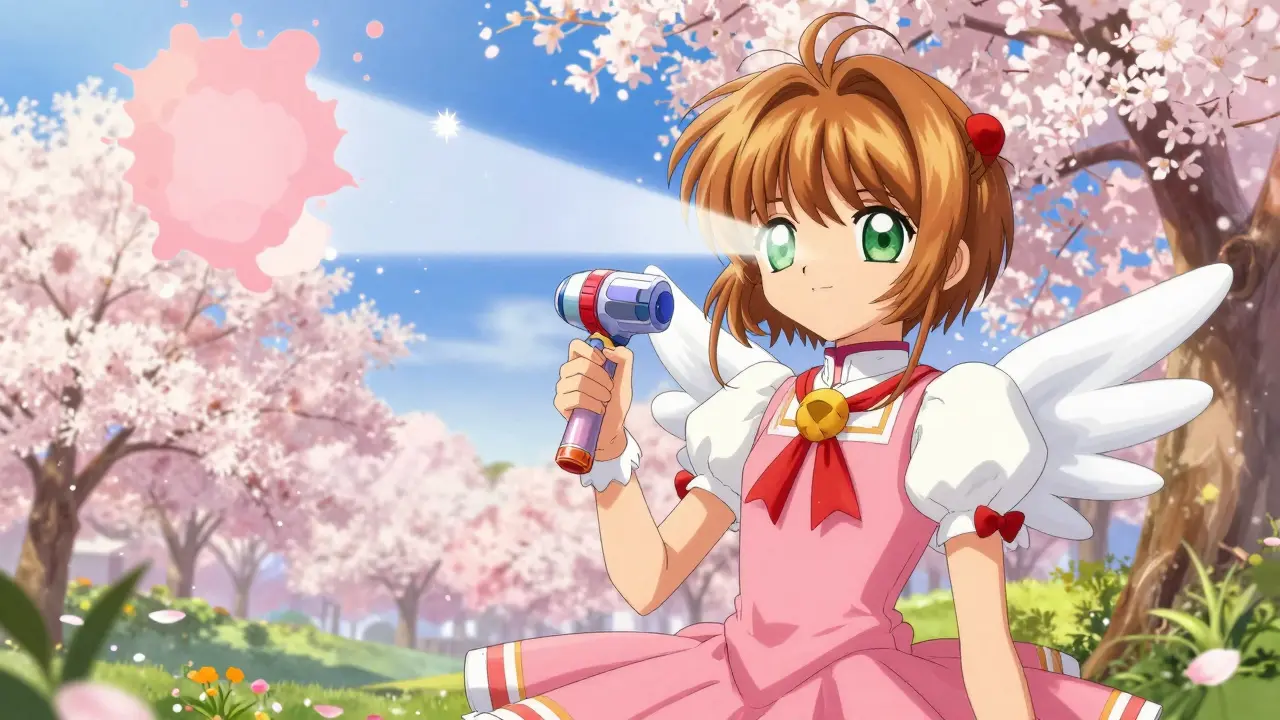 Anime character using light magic to dissolve eye floaters